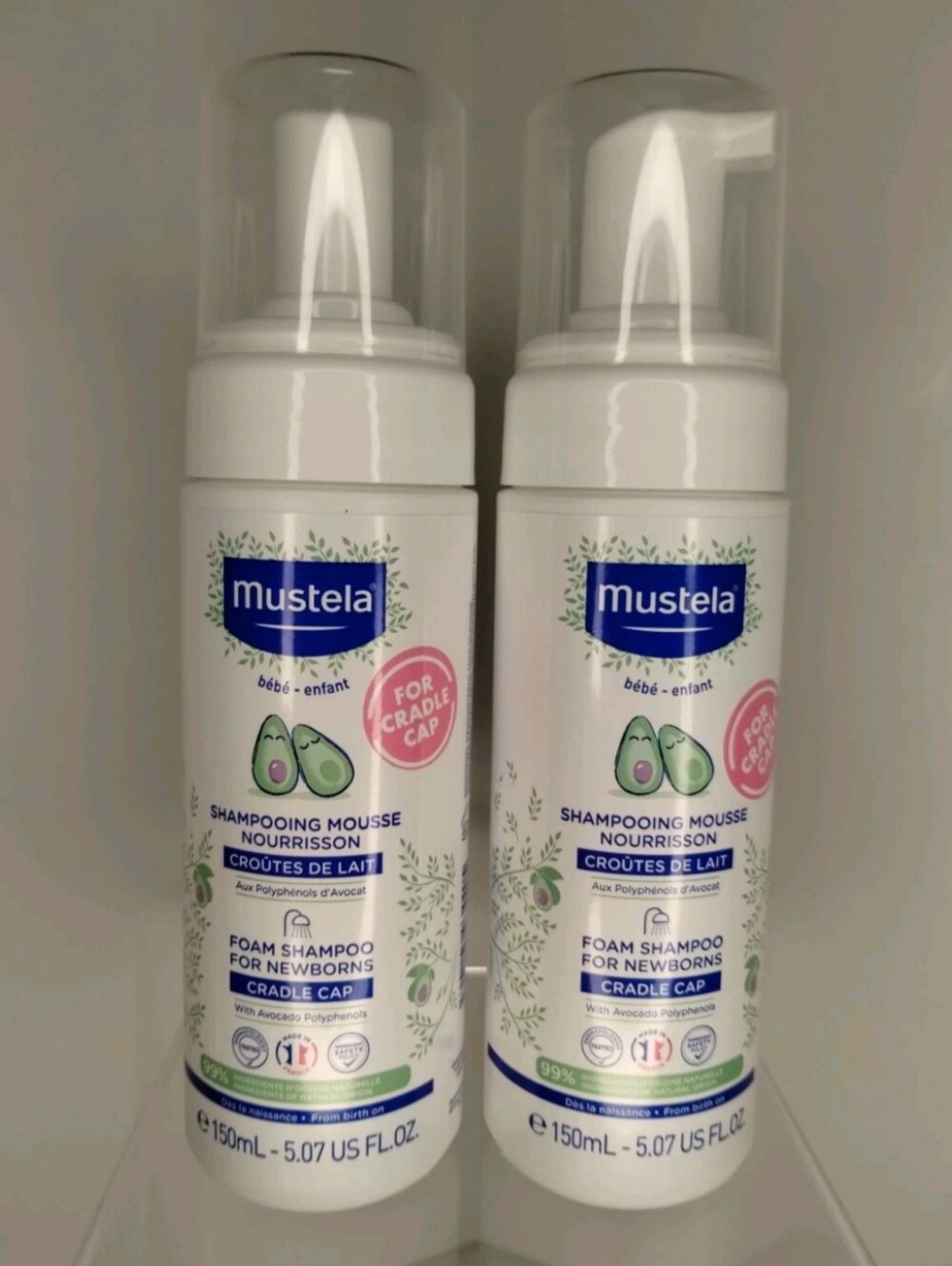 2X Mustela Shampoo Mousse Foam Newborn Cradle Cap 5.07 Oz Baby Infant LOT OF 2